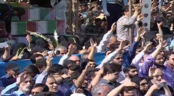 تشیع پیکر ۱۵۰ شهید گمنام دفاع مقدس در دانشگاه تهران + فیلم